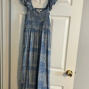 Sonoma Maternity Blue and Cream Ruffled Tiered Sundress
